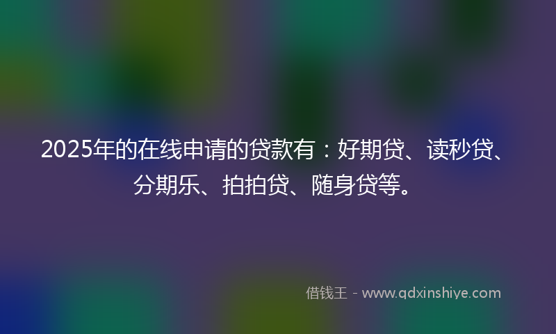2025年的在线申请的贷款有：好期贷、读秒贷、分期乐、拍拍贷、随身贷等。