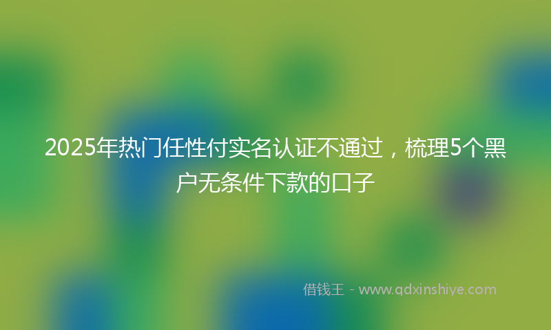 2025年热门任性付实名认证不通过，梳理5个黑户无条件下款的口子
