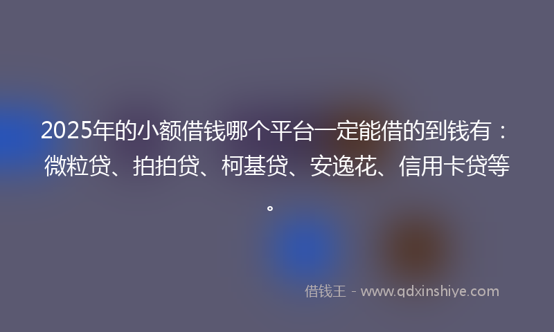 2025年的小额借钱哪个平台一定能借的到钱有：微粒贷、拍拍贷、柯基贷、安逸花、信用卡贷等。