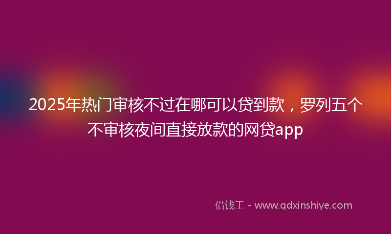 2025年热门审核不过在哪可以贷到款，罗列五个不审核夜间直接放款的网贷app
