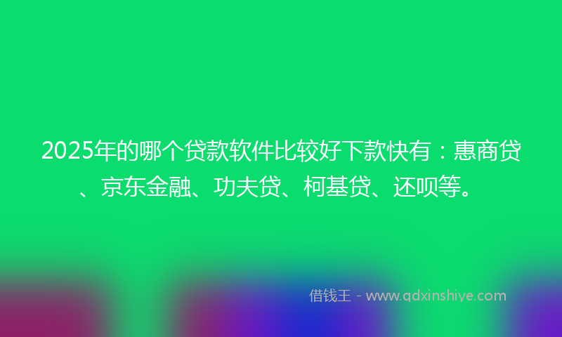 2025年的哪个贷款软件比较好下款快有：惠商贷、京东金融、功夫贷、柯基贷、还呗等。