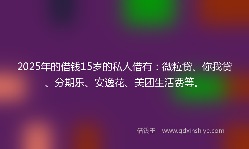 2025年的借钱15岁的私人借有：微粒贷、你我贷、分期乐、安逸花、美团生活费等。