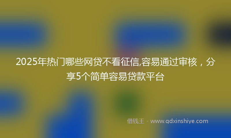 2025年热门哪些网贷不看征信,容易通过审核，分享5个简单容易贷款平台