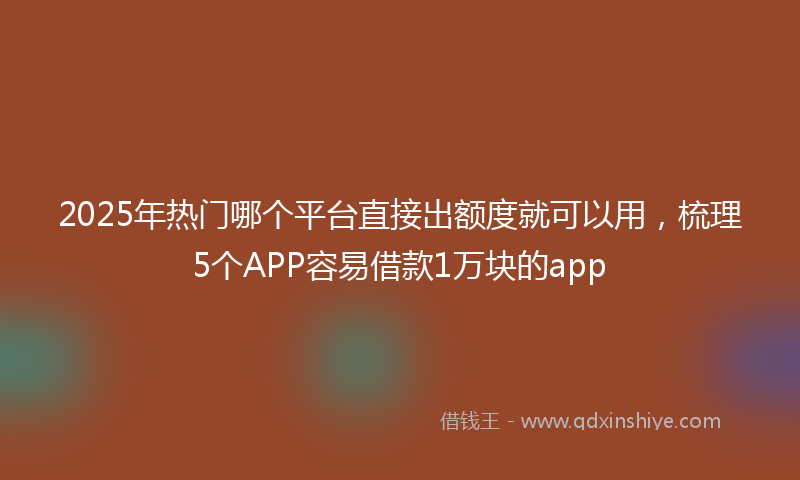 2025年热门哪个平台直接出额度就可以用，梳理5个APP容易借款1万块的app