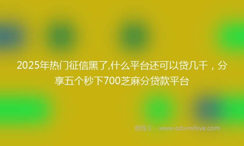 2025年热门征信黑了,什么平台还可以贷几千，分享五个秒下700芝麻分贷款平台