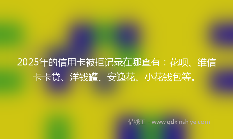2025年的信用卡被拒记录在哪查有：花呗、维信卡卡贷、洋钱罐、安逸花、小花钱包等。