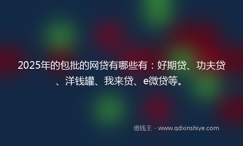2025年的包批的网贷有哪些有：好期贷、功夫贷、洋钱罐、我来贷、e微贷等。