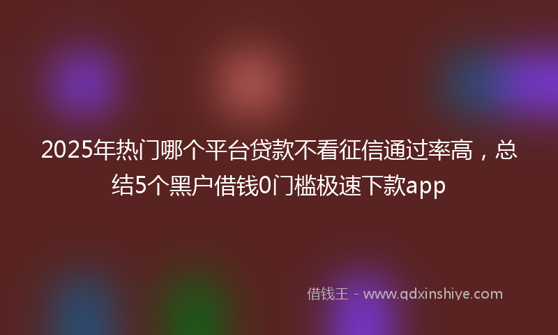 2025年热门哪个平台贷款不看征信通过率高，总结5个黑户借钱0门槛极速下款app