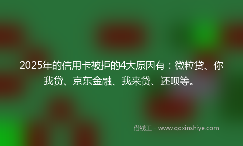 2025年的信用卡被拒的4大原因有：微粒贷、你我贷、京东金融、我来贷、还呗等。