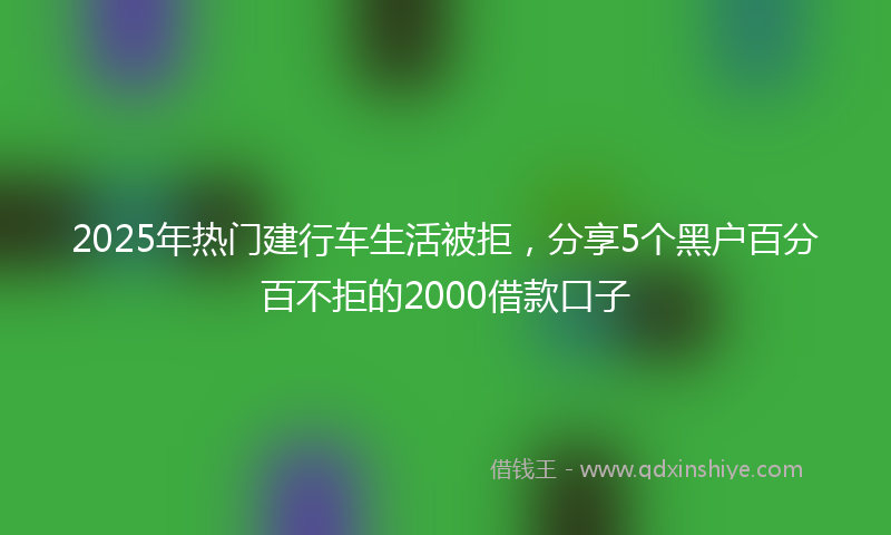 2025年热门建行车生活被拒，分享5个黑户百分百不拒的2000借款口子