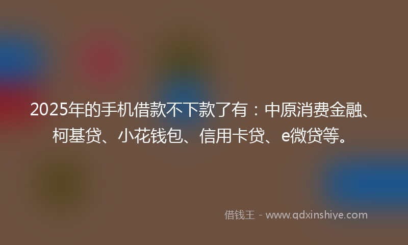 2025年的手机借款不下款了有：中原消费金融、柯基贷、小花钱包、信用卡贷、e微贷等。