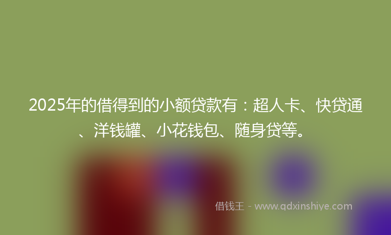 2025年的借得到的小额贷款有：超人卡、快贷通、洋钱罐、小花钱包、随身贷等。