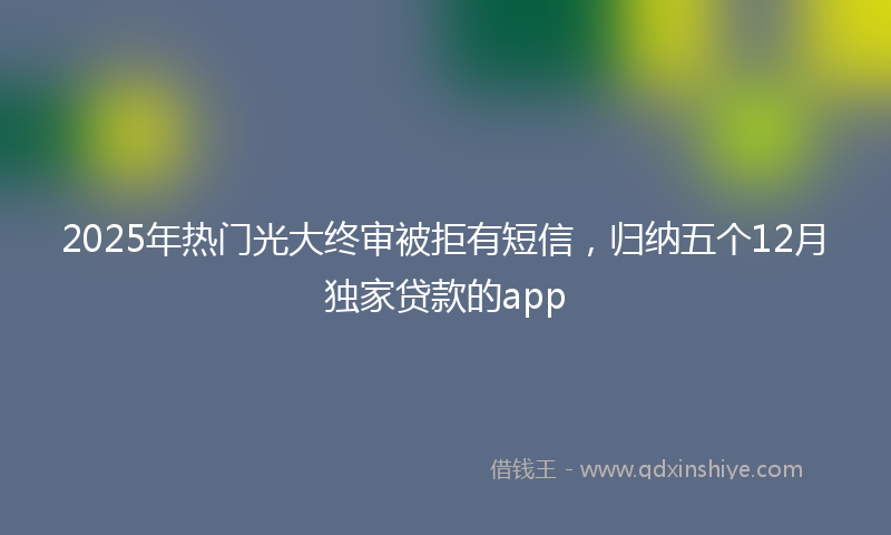 2025年热门光大终审被拒有短信，归纳五个12月独家贷款的app