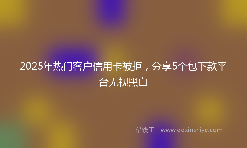 2025年热门客户信用卡被拒，分享5个包下款平台无视黑白