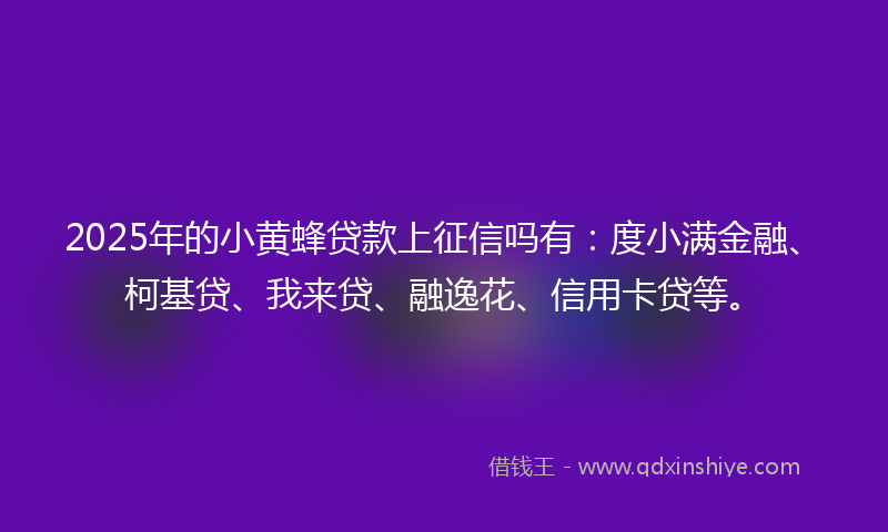 2025年的小黄蜂贷款上征信吗有：度小满金融、柯基贷、我来贷、融逸花、信用卡贷等。