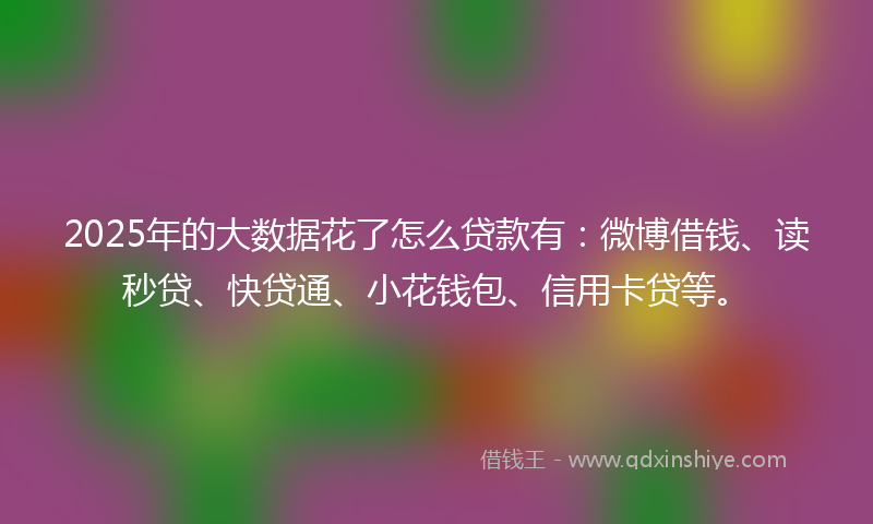 2025年的大数据花了怎么贷款有：微博借钱、读秒贷、快贷通、小花钱包、信用卡贷等。