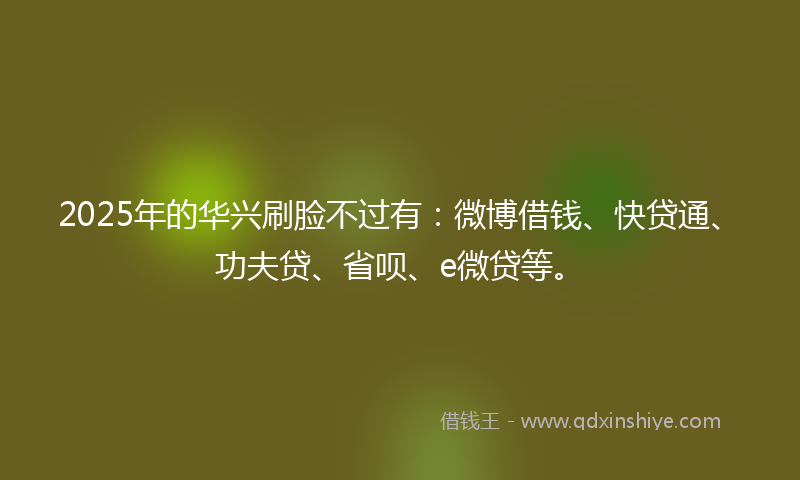 2025年的华兴刷脸不过有：微博借钱、快贷通、功夫贷、省呗、e微贷等。