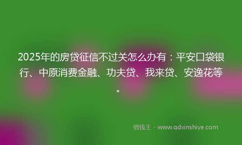 2025年的房贷征信不过关怎么办有：平安口袋银行、中原消费金融、功夫贷、我来贷、安逸花等。