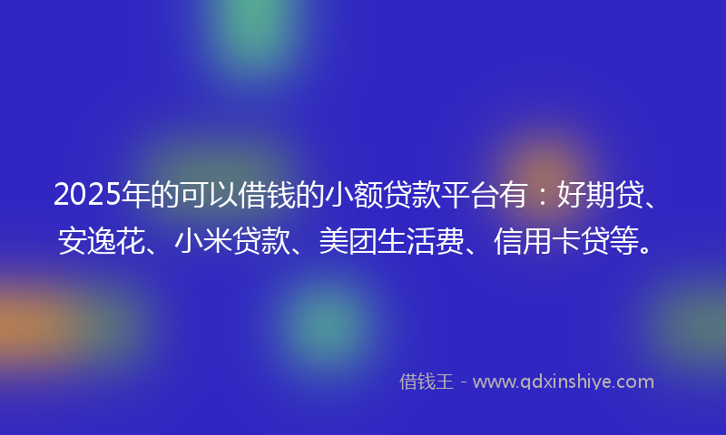 2025年的可以借钱的小额贷款平台有：好期贷、安逸花、小米贷款、美团生活费、信用卡贷等。