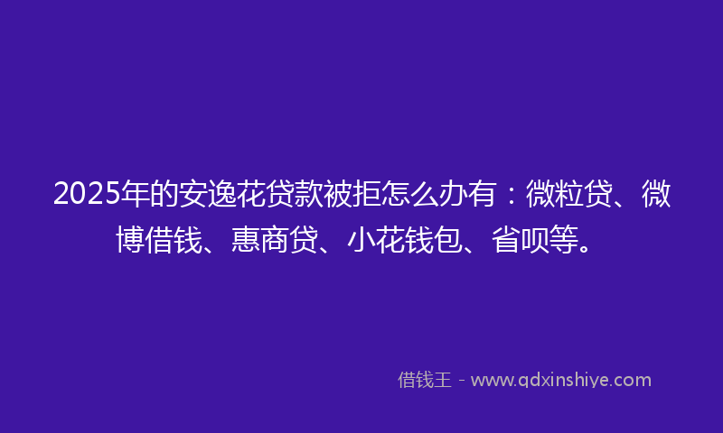 2025年的安逸花贷款被拒怎么办有：微粒贷、微博借钱、惠商贷、小花钱包、省呗等。