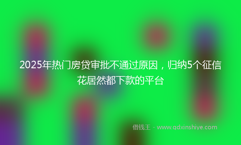 2025年热门房贷审批不通过原因，归纳5个征信花居然都下款的平台