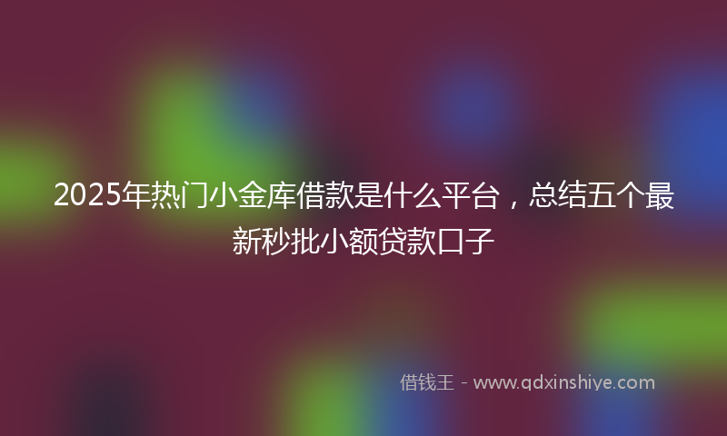 2025年热门小金库借款是什么平台，总结五个最新秒批小额贷款口子