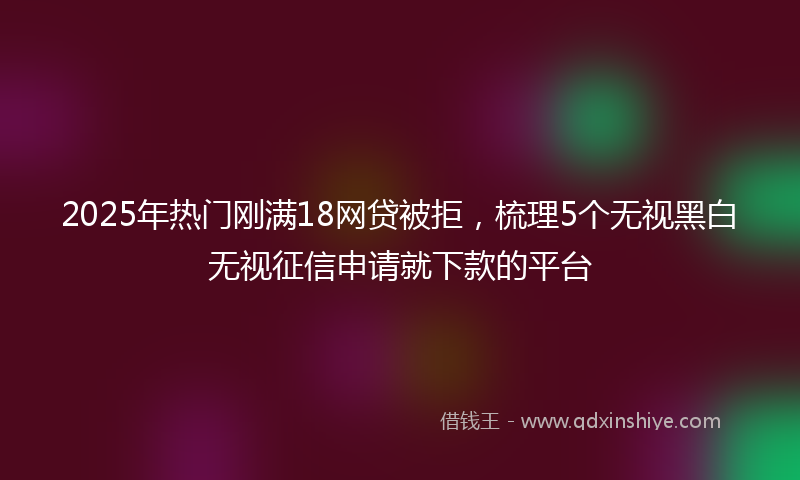 2025年热门刚满18网贷被拒，梳理5个无视黑白无视征信申请就下款的平台