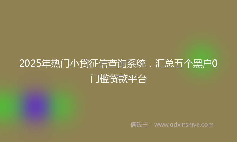 2025年热门小贷征信查询系统，汇总五个黑户0门槛贷款平台