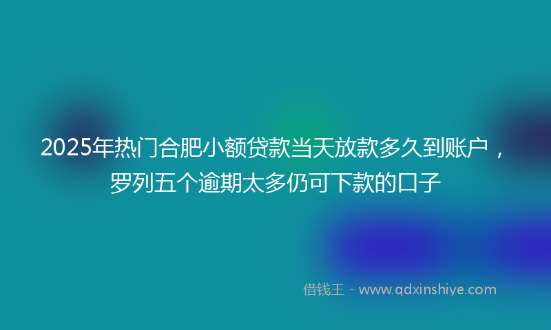 2025年热门合肥小额贷款当天放款多久到账户，罗列五个逾期太多仍可下款的口子