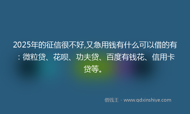 2025年的征信很不好,又急用钱有什么可以借的有：微粒贷、花呗、功夫贷、百度有钱花、信用卡贷等。