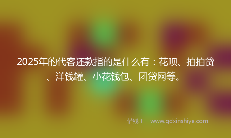 2025年的代客还款指的是什么有：花呗、拍拍贷、洋钱罐、小花钱包、团贷网等。