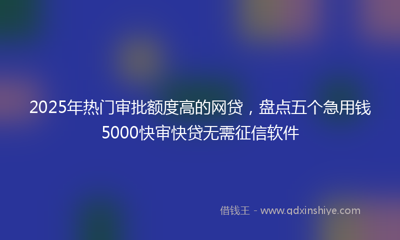 2025年热门审批额度高的网贷，盘点五个急用钱5000快审快贷无需征信软件