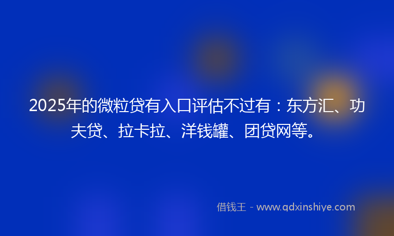 2025年的微粒贷有入口评估不过有：东方汇、功夫贷、拉卡拉、洋钱罐、团贷网等。