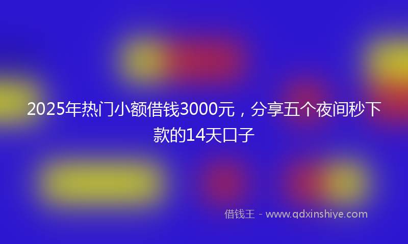 2025年热门小额借钱3000元，分享五个夜间秒下款的14天口子