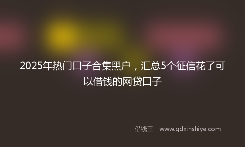 2025年热门口子合集黑户，汇总5个征信花了可以借钱的网贷口子