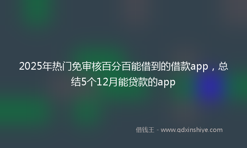 2025年热门免审核百分百能借到的借款app，总结5个12月能贷款的app