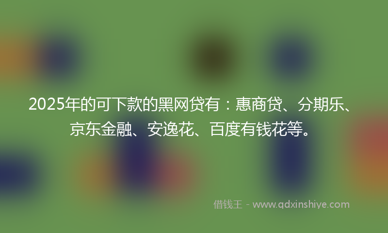 2025年的可下款的黑网贷有：惠商贷、分期乐、京东金融、安逸花、百度有钱花等。