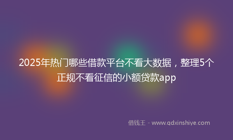 2025年热门哪些借款平台不看大数据，整理5个正规不看征信的小额贷款app