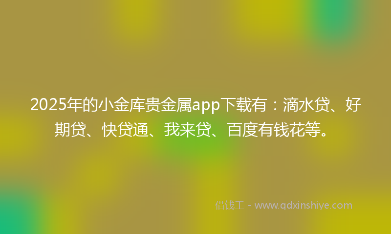 2025年的小金库贵金属app下载有：滴水贷、好期贷、快贷通、我来贷、百度有钱花等。