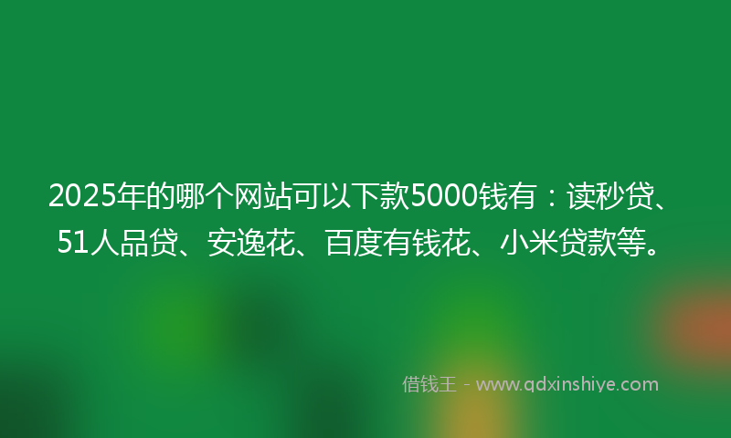 2025年的哪个网站可以下款5000钱有：读秒贷、51人品贷、安逸花、百度有钱花、小米贷款等。
