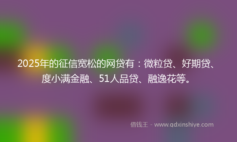 2025年的征信宽松的网贷有：微粒贷、好期贷、度小满金融、51人品贷、融逸花等。