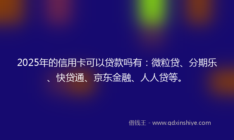 2025年的信用卡可以贷款吗有：微粒贷、分期乐、快贷通、京东金融、人人贷等。