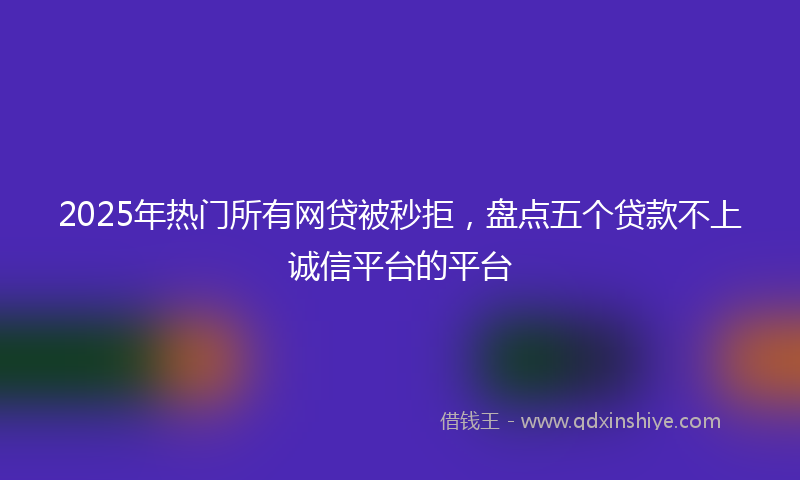 2025年热门所有网贷被秒拒，盘点五个贷款不上诚信平台的平台