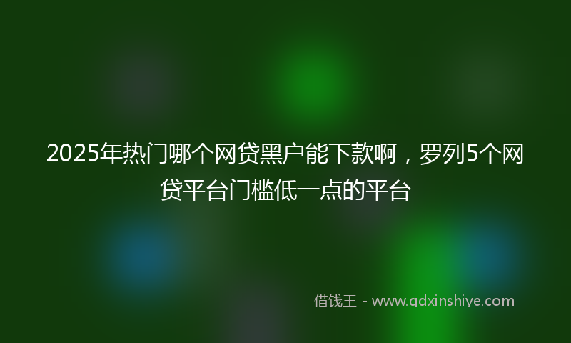 2025年热门哪个网贷黑户能下款啊，罗列5个网贷平台门槛低一点的平台