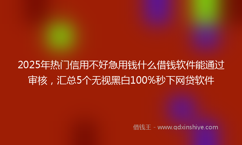 2025年热门信用不好急用钱什么借钱软件能通过审核，汇总5个无视黑白100%秒下网贷软件