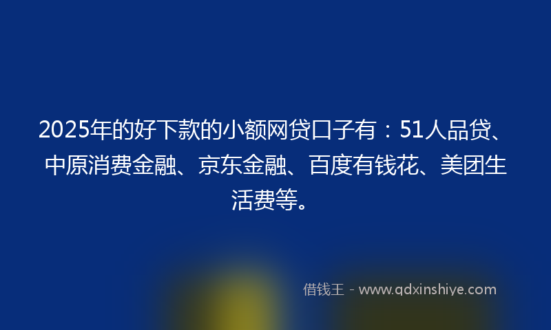 2025年的好下款的小额网贷口子有：51人品贷、中原消费金融、京东金融、百度有钱花、美团生活费等。
