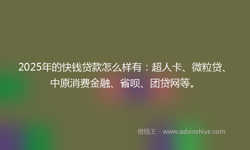 2025年的快钱贷款怎么样有：超人卡、微粒贷、中原消费金融、省呗、团贷网等。