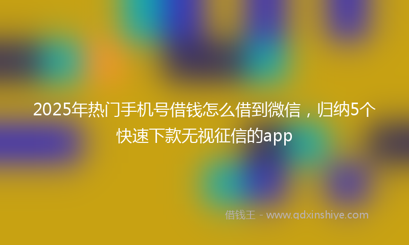 2025年热门手机号借钱怎么借到微信，归纳5个快速下款无视征信的app