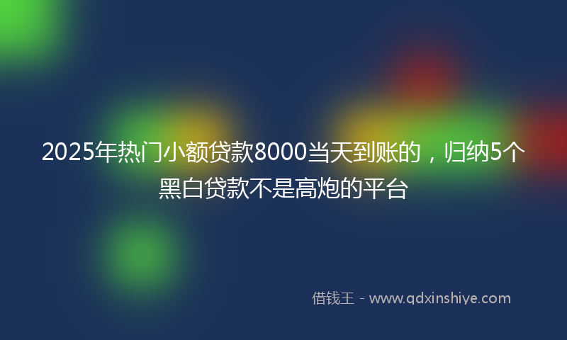 2025年热门小额贷款8000当天到账的，归纳5个黑白贷款不是高炮的平台