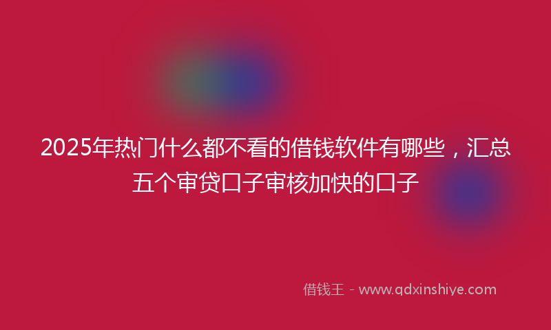 2025年热门什么都不看的借钱软件有哪些，汇总五个审贷口子审核加快的口子